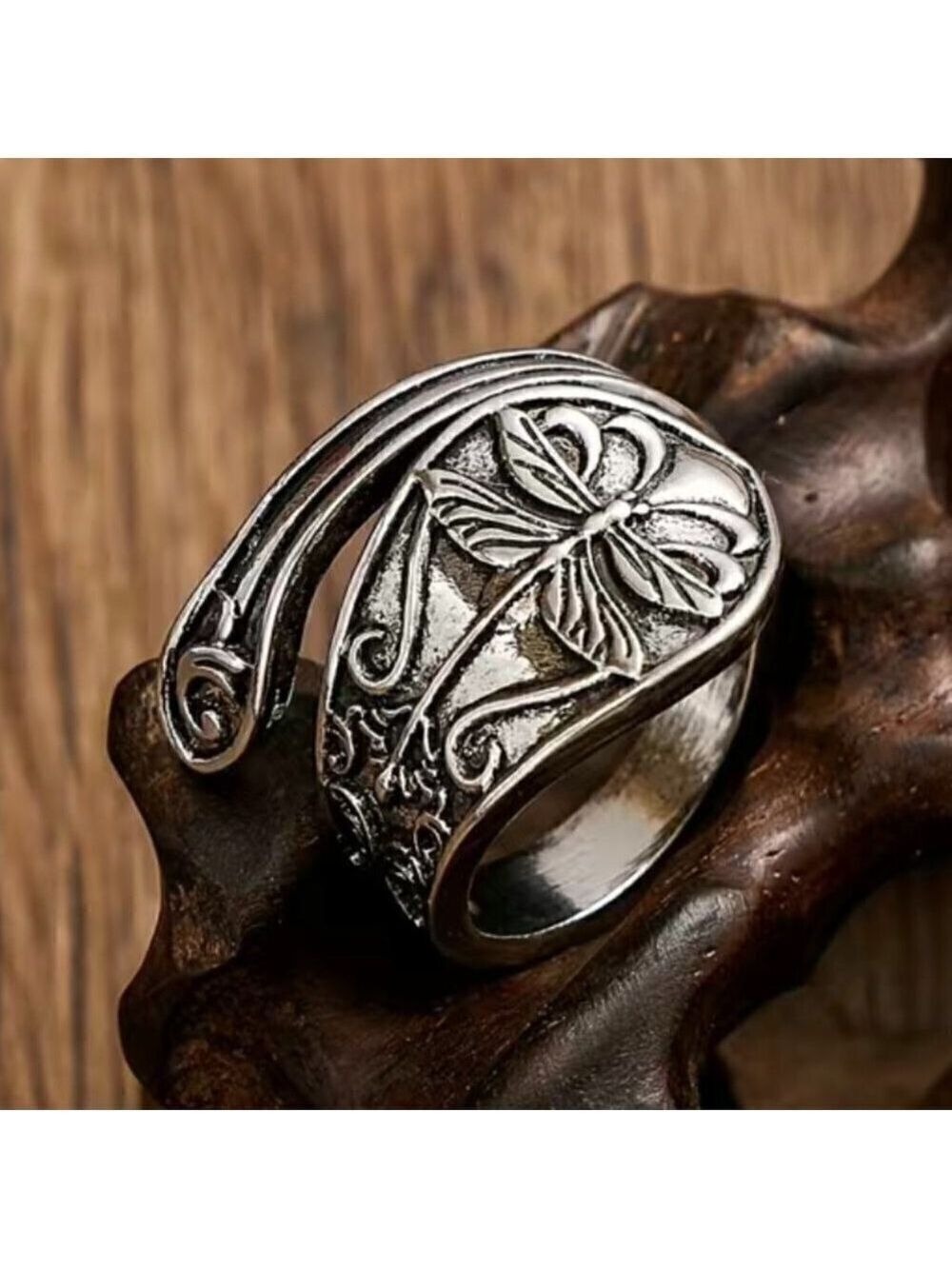 Boho Dragonfly Adjustable Spoon Ring #763